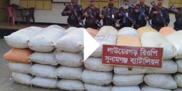তাহিরপুর সীমান্তে ১০ লক্ষাধিক টাকার ভারতীয় ফুসকা জব্দ