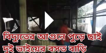 নাগেশ্বরীতে বিদ্যুতের আগুনে পুড়ে ছাই দুই ভাইয়ের বসত বাড়ি